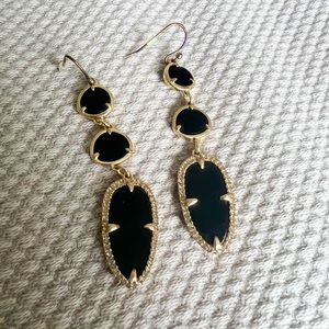 Stella & Dot black & gold statement earrings